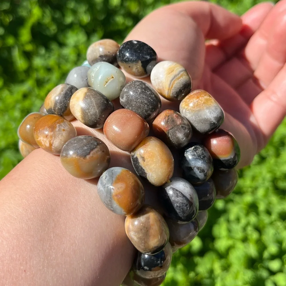 Chunky‎ Caribbean calcite tumbled stone bracelet